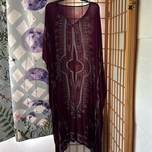 Earthbound Trading Company XL burgundy Muumuu dress.